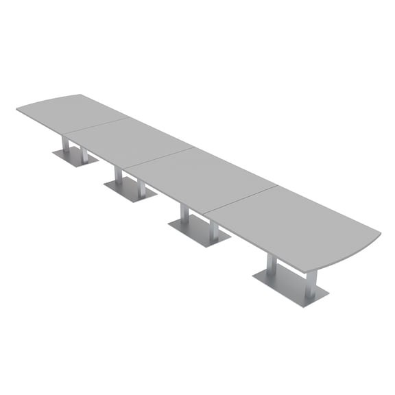 20 Person Arc Rectangle Powered Modular Conference Table Square Bases