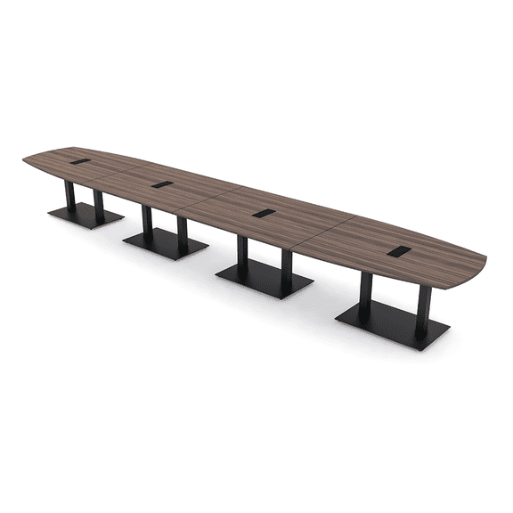 20 Person Modular Arc Boat Powered Conference Table Black Bases 20 Ft