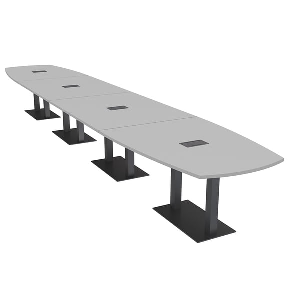 20 Person Modular Arc Boat Powered Conference Table Black Bases 20 Ft