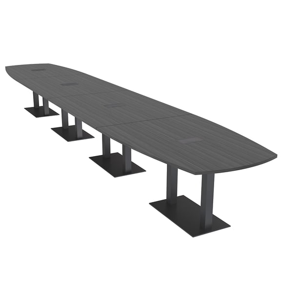 20 Person Modular Arc Boat Powered Conference Table Black Bases 20 Ft