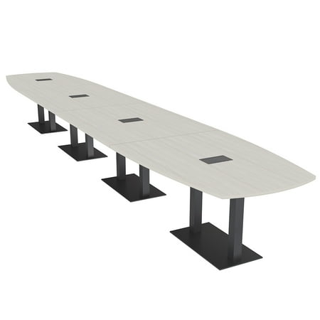20 Person Modular Arc Boat Powered Conference Table Black Bases 20 Ft