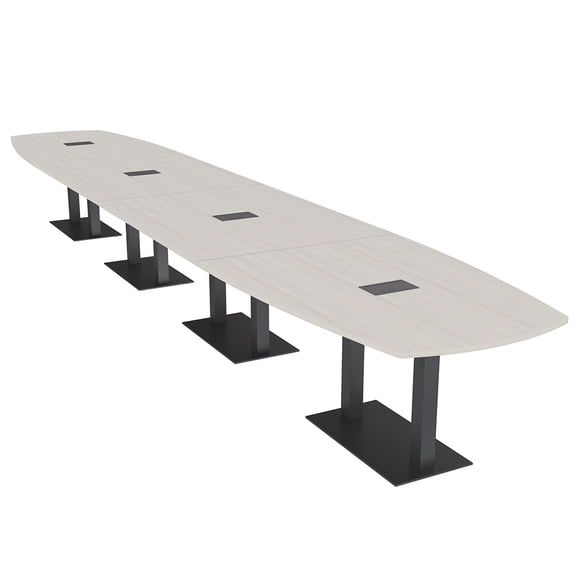 20 Person Modular Arc Boat Powered Conference Table Black Bases 20 Ft