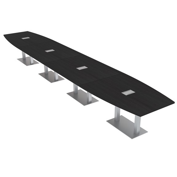 20 Person Modular Boardroom Table Boat Shaped Metal Bases Power Units