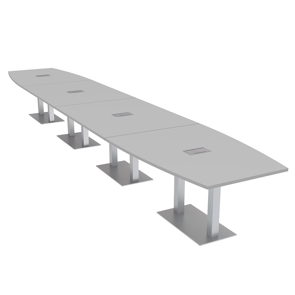 20 Person Modular Boardroom Table Boat Shaped Metal Bases Power Units ...