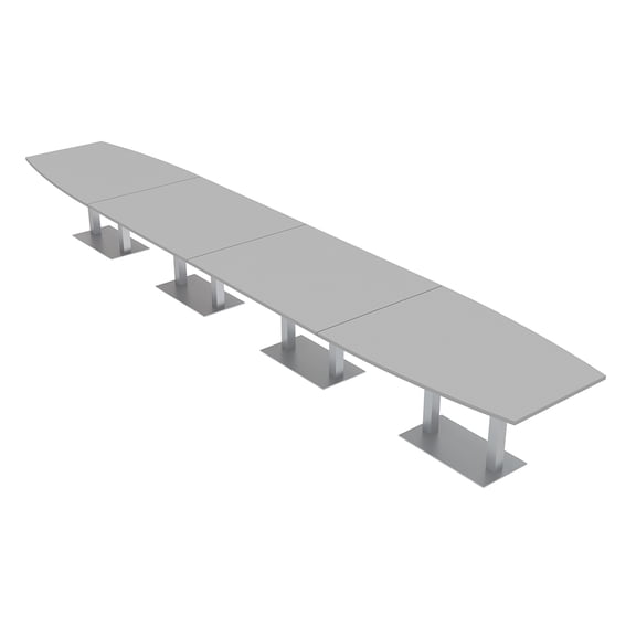 20 Person Modular Boardroom Table Boat Shaped Metal Bases Power Units
