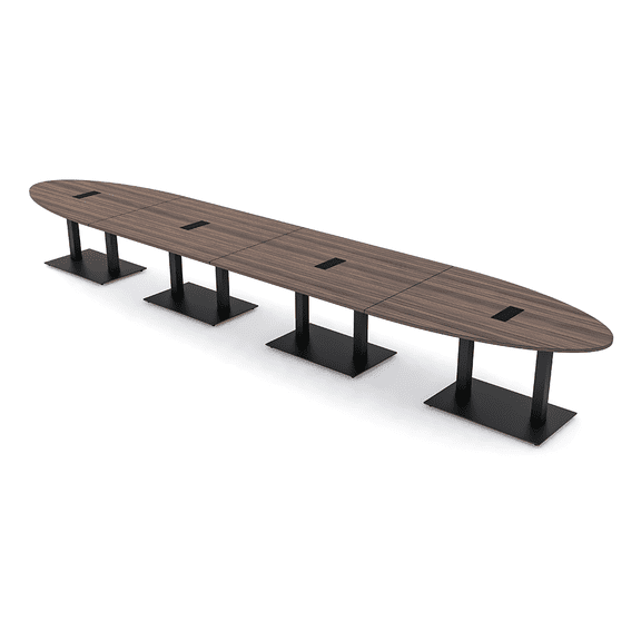 20 Person Modular Oval Boardroom Table Black Bases Electrical Modules