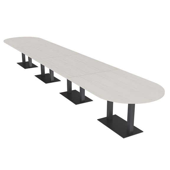20 Person Racetrack Modular Conference Table Black Bases Power Units