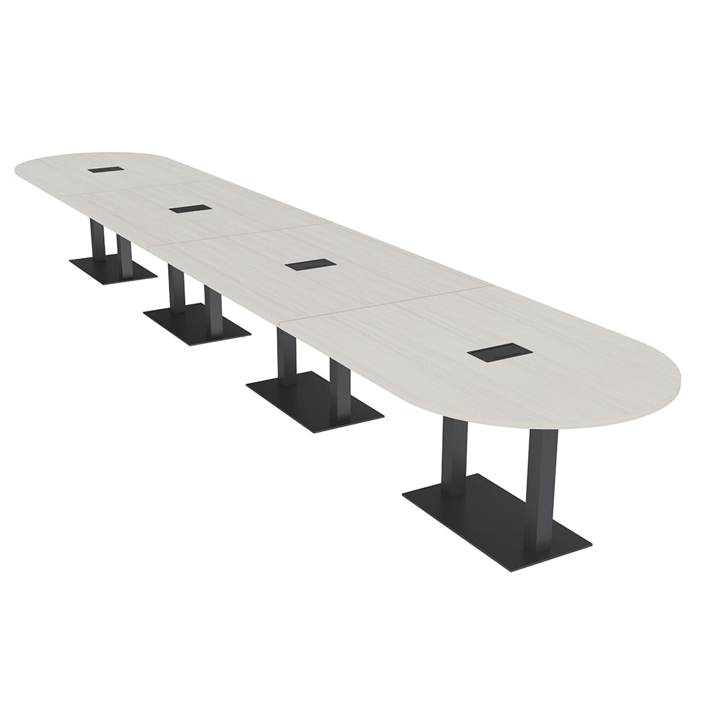 20 Person Racetrack Modular Conference Table Black Bases Power Units ...