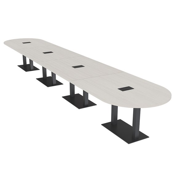20 Person Racetrack Modular Conference Table Black Bases Power Units