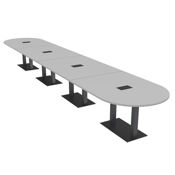 20 Person Racetrack Modular Conference Table Black Bases Power Units