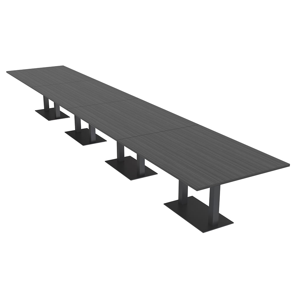 20 Person Rectangular Modular Boardroom Table Black Bases Power Units ...