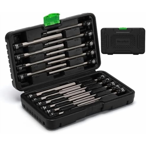 20-Piece 3/8 Inch Drive Extra Long Allen Hex Bit Socket Set, SAE (1/8"-7/16”) and Metric (3mm-12mm), CR-V & S2 Alloy Steel, Enhanced Storage Case$$Tools & Hardware Other