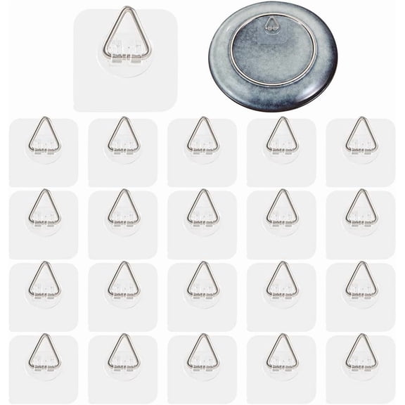 20 Piece Adhesive Wall Plate Hanger 2.3 Inch Invisible Picture Holder Hook Bracket
