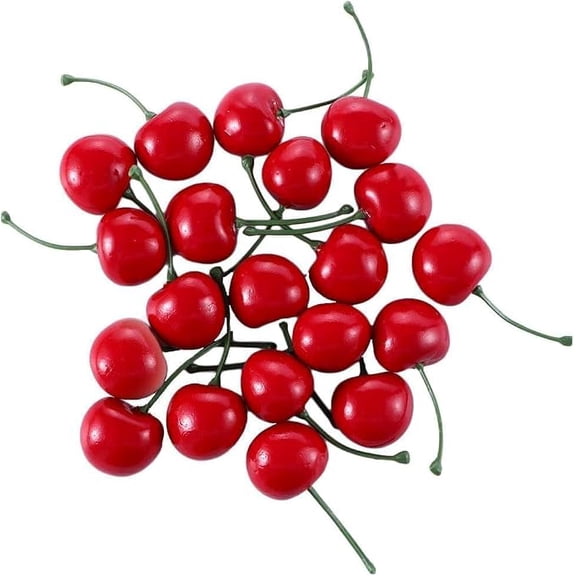 20 Piece Artificial Cherries Lifelike Plastic Fruit