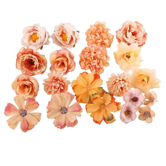 20 Piece Artificial Flower Heads For DIY Crafts Home Decoration Scrapbooking Wreath Making And Wedding Party Decorations (Orange)