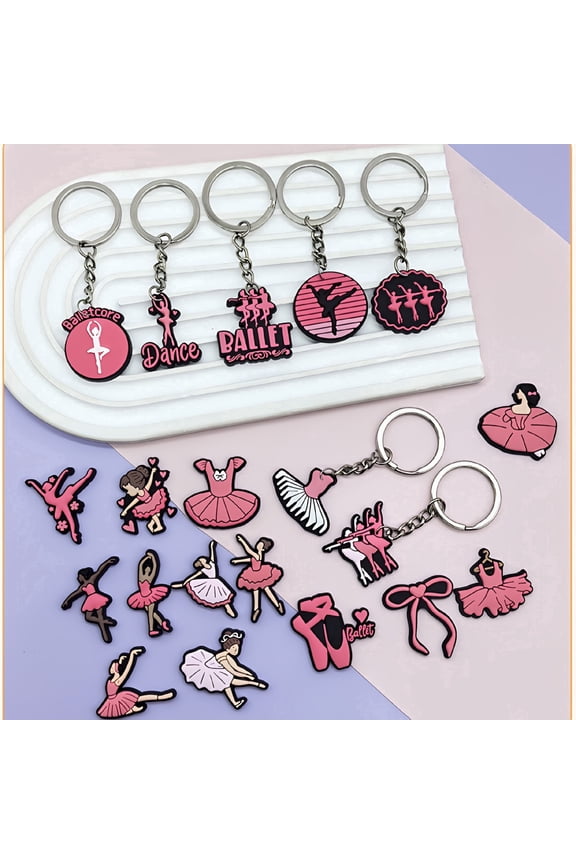 20-Pack Ballet Theme PVC Keychains, Cute Ballerina Party Favors for Girls