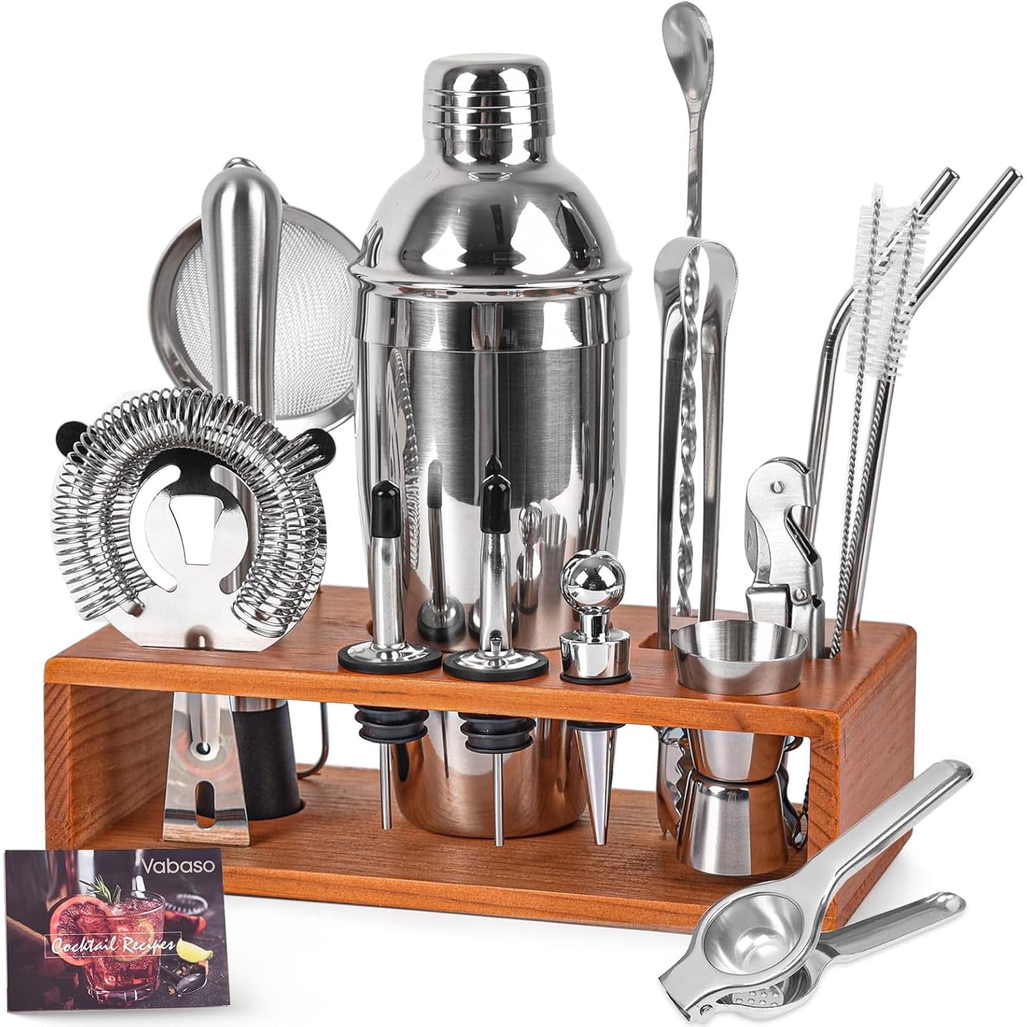 20-Piece Bartender Kit, Cocktail Shaker Set for Mixed Drink Home Bar, 25oz Professional Stainless Steel Bar Tool Set with Cocktail Recipes Booklet, Christmas White Elephant Gifts for Adults Men