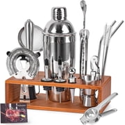 20-Piece Bartender Kit, Cocktail Shaker Set for Mixed Drink Home Bar, 25oz Professional Stainless Steel Bar Tool Set with Cocktail Recipes Booklet, Christmas White Elephant Gifts for Adults Men