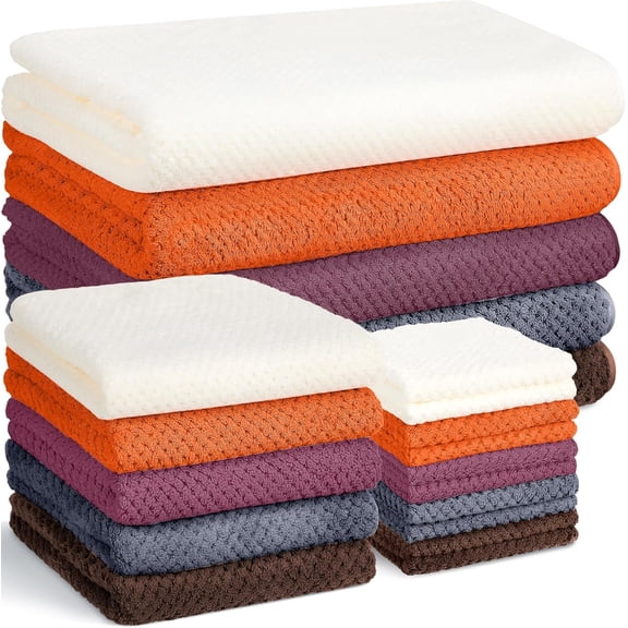 20-Piece Bath Towel Set Including 5 Bath Towels 5 Hand Towels and 10 Washcloths Soft Coral Velvet Absorbent Quick-Dry