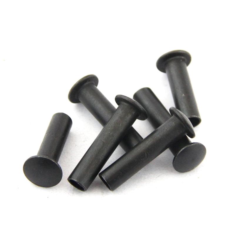 20 Piece Black Carbon Steel Dome Head Half Hollow Shank Rivets M6x14mm