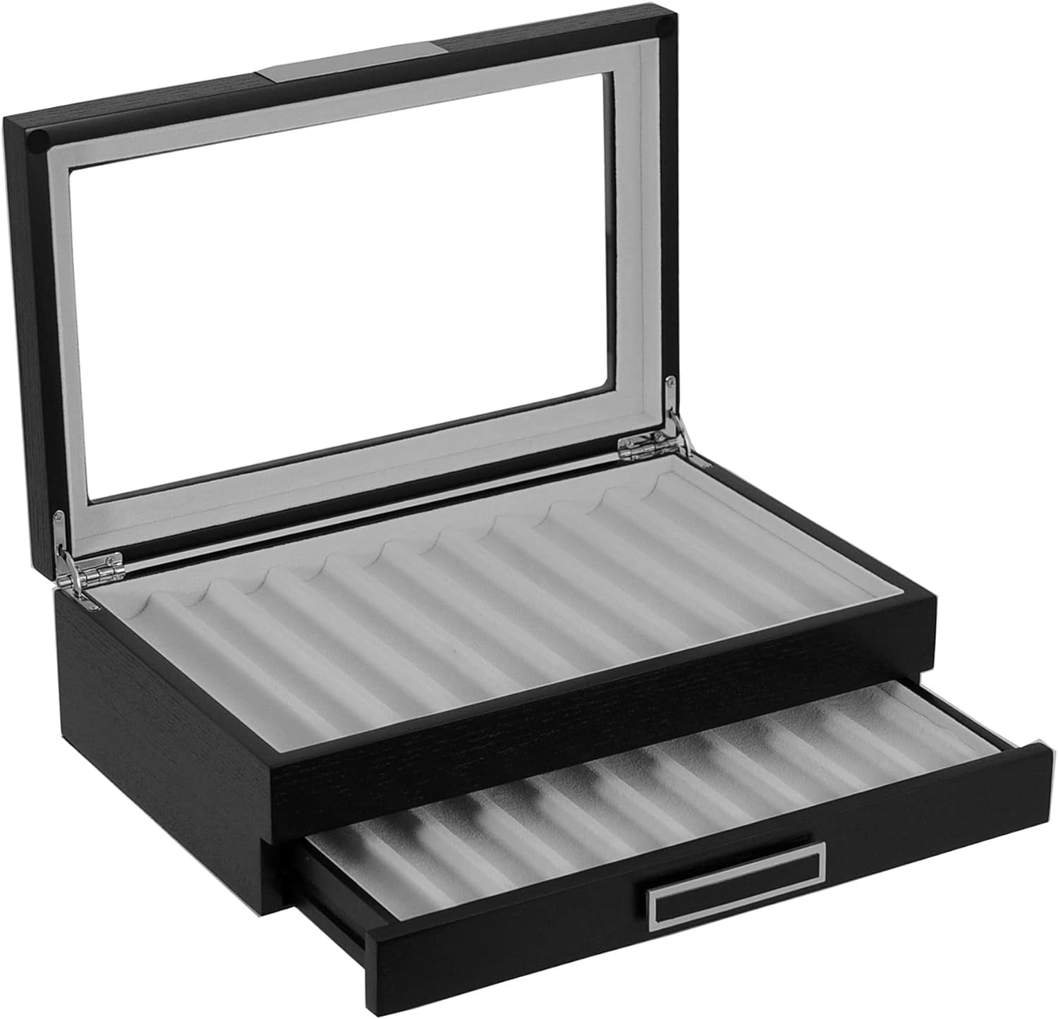 20 Piece Black Ebony Wood Pen Display Case Storage And Fountain Pen