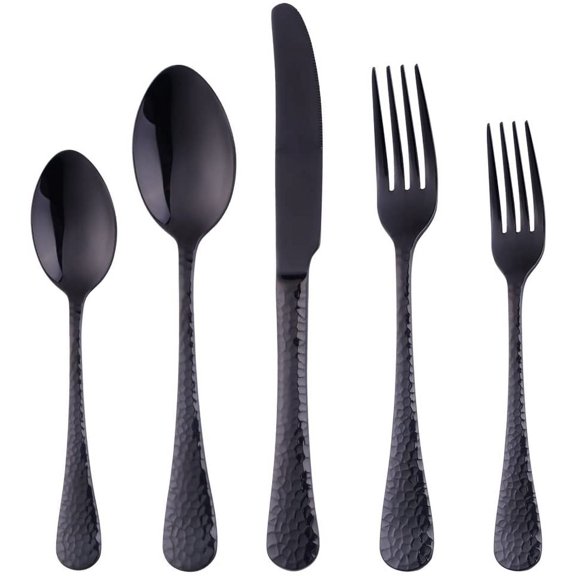 20-Piece Black Flatware Silverware Set, Stainless Steel Cutlery Sets, Multipurpose Use for Home, Kitchen, Restaurant, Hotel Tableware Utensil Service for 4