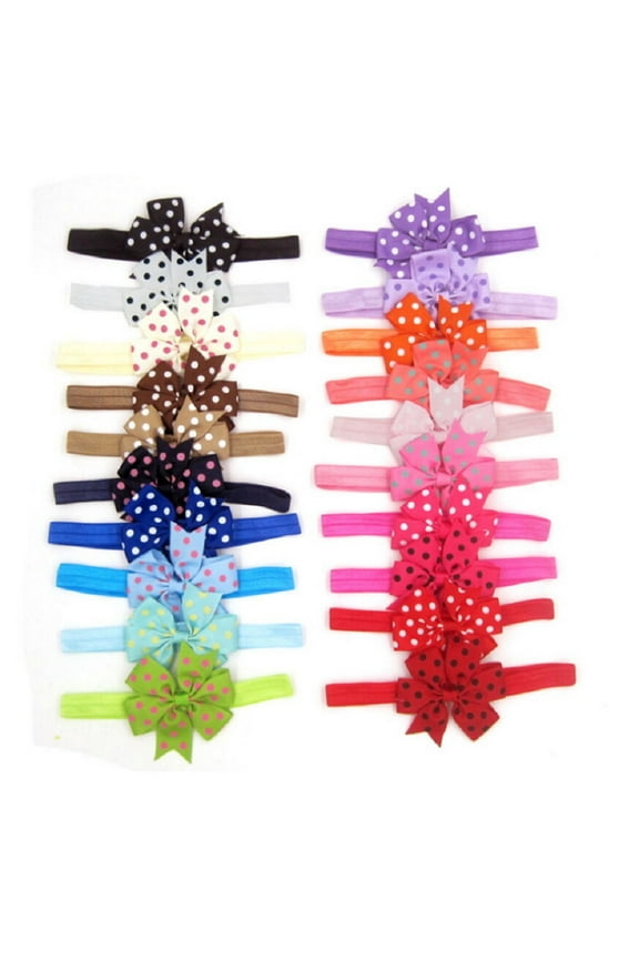 20-Piece Boutique Baby Girl Hair Flower Headband Set - Assorted Wave Hair Bow Bands for Infants TIKA