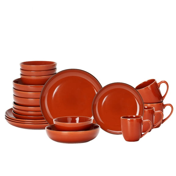 20-Piece Ceramic Cutlery Set - Serves 4 - Microwave and dishwasher available,Orange