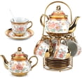 thumbnail image 1 of 20-Piece Ceramic Tea Set & Coffee Set with Metal Stand ,Vintage Elegance Afternoon Tea Set Floral Pattern The Perfect Choice for Afternoon Tea Moments and Gifting Occasions, 1 of 14