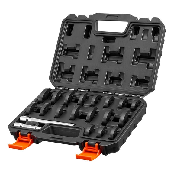 20-Piece Crowfoot Wrench Set with 3/8" Drive Metric and SAE Sizes, Flare Nut Design, Storage Case Included for Auto Maintenance