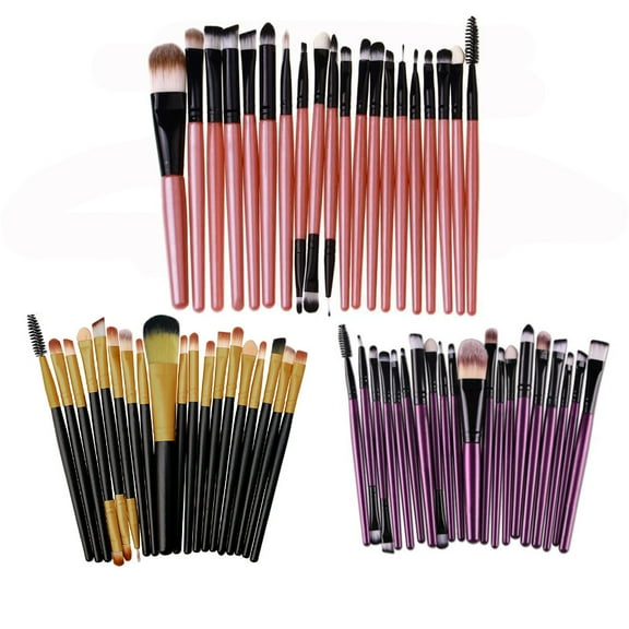 20-Piece Custom Wooden Handle Makeup Brush Set, Pink - 20 Brushes, 20 Pcs Wooden Handle Makeup Brush Set Tools Make-Up Toiletry Kit Wool Make Up Brush Set, Easter, St. Patrick'S Da Makeup Organizers