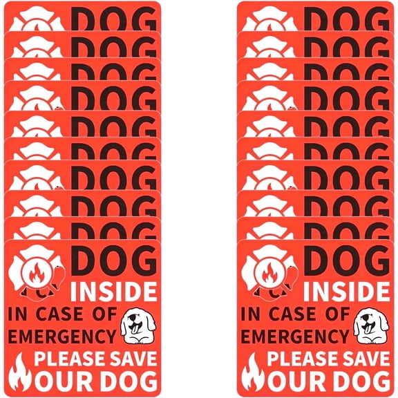 20 Piece Dog Rescue Fire Safety Stickers Waterproof Emergency Pet Alert Stickers 3.5x3.5 Inches for Home Windows and Doors Vehicles Vinyl Emergency Pet Rescue Help Firefighters Find Pets