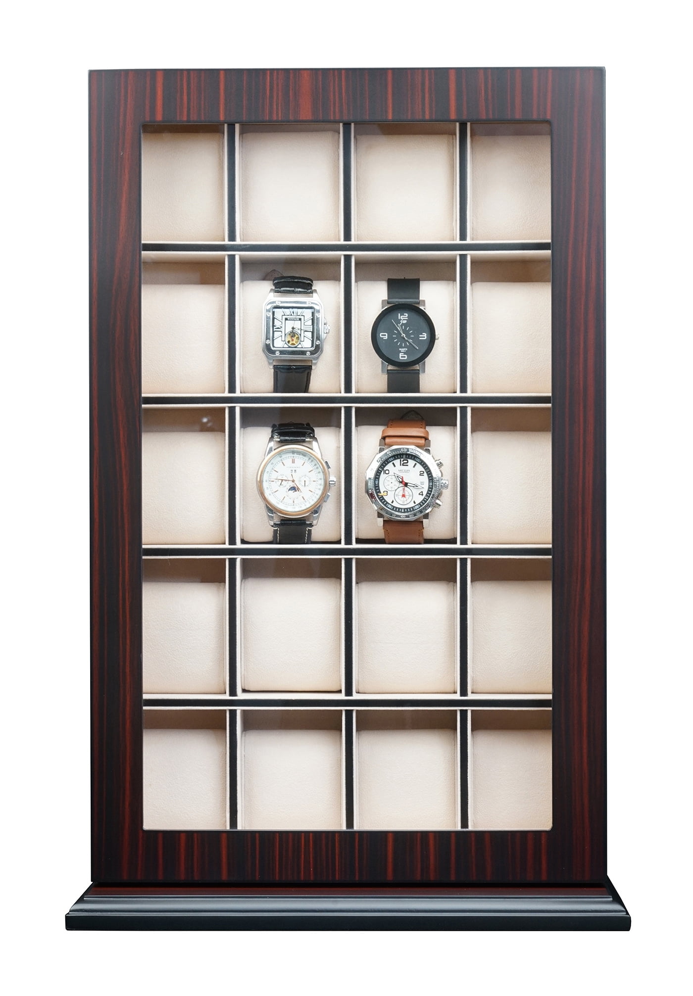 20 Piece White Wood Watch Display Wall Hanging Case and Storage Organi –  Timely Buys