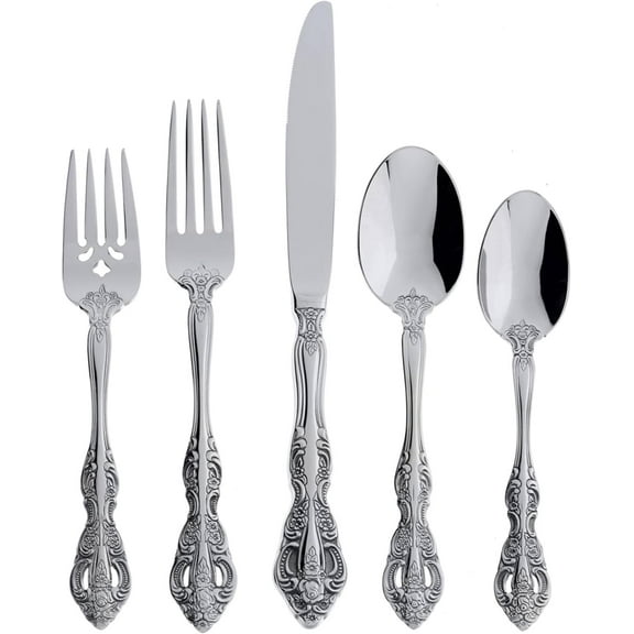 20-Piece Fine Flatware Set Service for 4 | Michelangelo Heavyweight 18/10 Stainless Steel Silverware, Mirror Polished