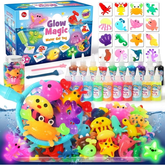 20-Piece Glow in the Dark Water Gel Kit for , DIY Aqua Fairy Squishy Maker with 16 Molds, STEM Craft for