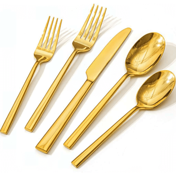 20-Piece Gold Forged Stainless Steel Flatware Set Service for 4
