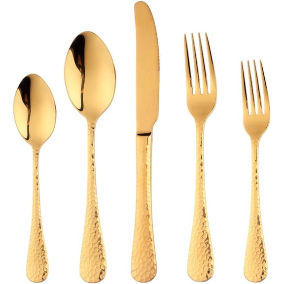 20-Piece Gold Plated-Flatware Silverware Set,  Stainless Steel Cutlery Sets, Multipurpose Use for Home, Kitchen, Restaurant, Hotel Tableware Utensil Service for 4