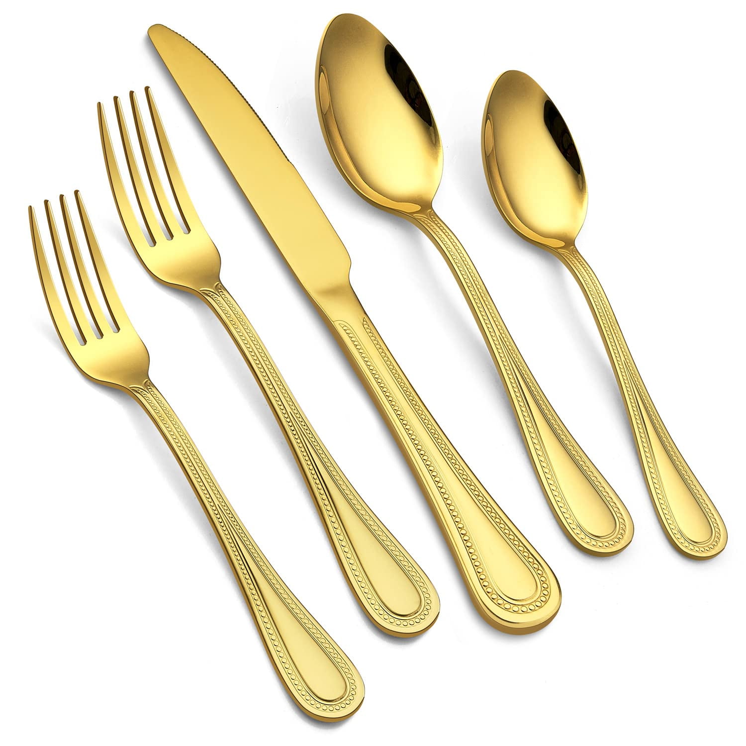 20Piece Gold Silverware Set for 4, Vesteel Stainless Steel Flatware
