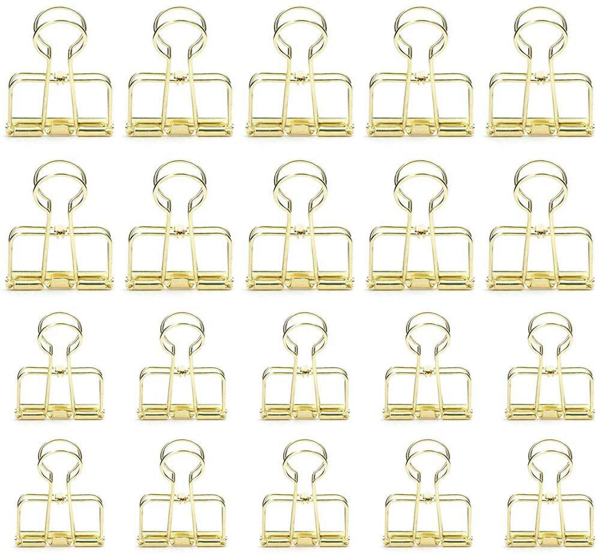 20Piece Gold Wire Binder Clips Stainless Steel Clamps for Paper