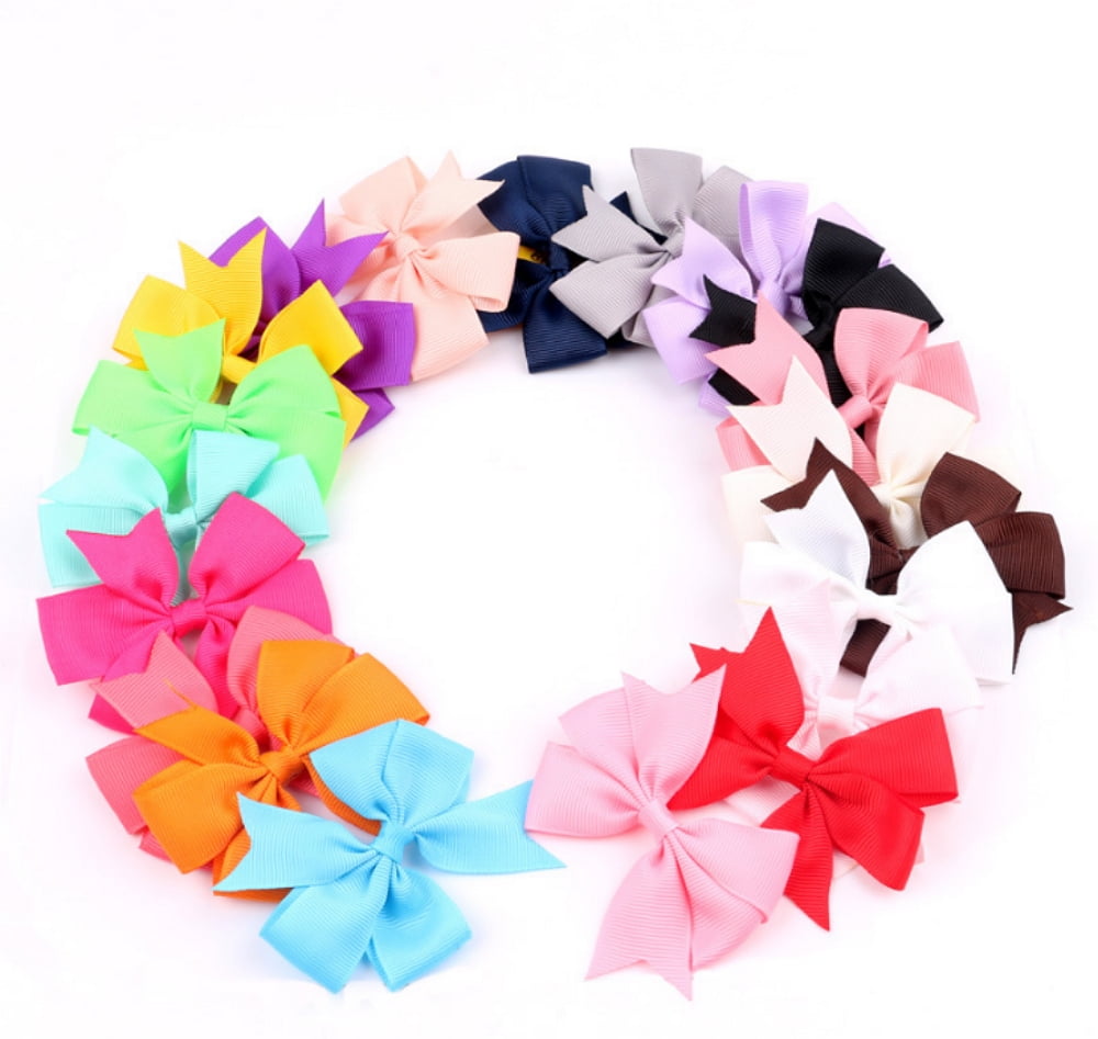 20Piece Grosgrain Ribbon Hair Bow Set Boutique Alligator Clip Assortment for Girls & Babies