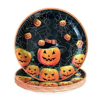 20 Piece Halloween Party Paper Plates 7 Inch Size With Ghost Pumpkin Castle Design Disposable Tableware For Gathering A