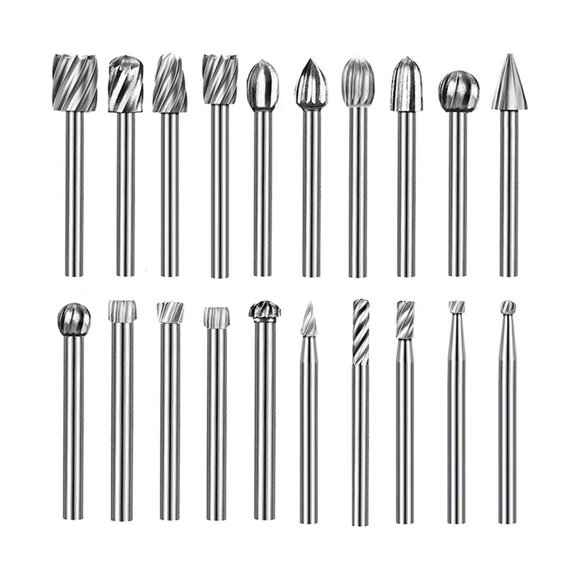 20-Piece High-Speed Steel File Grinder Bit Set for Chamfering & Engraving