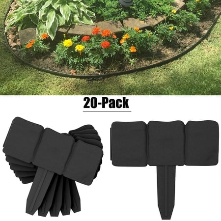 20-Piece Interlocking Garden Edging – 16ft Flexible Landscape Trim Border, Black