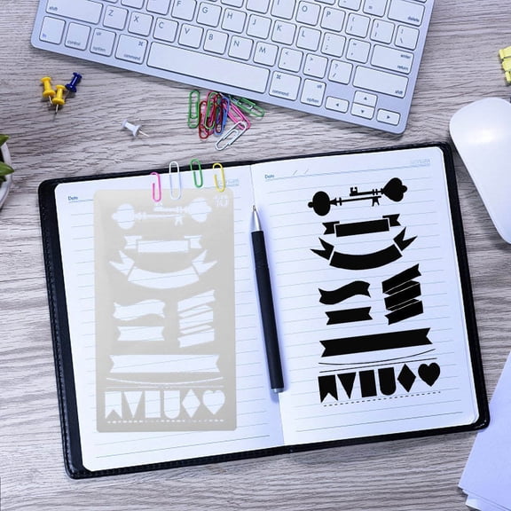 20-Piece Journal Planner Stencil Set, PET Plastic DIY Drawing Templates for Scrapbooking & Notebook Decoration