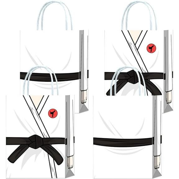 20 Piece Karate Goodie Bags - Snack & Candy Party Favors with Handles for Kids & Adults Martial Arts Themed Events