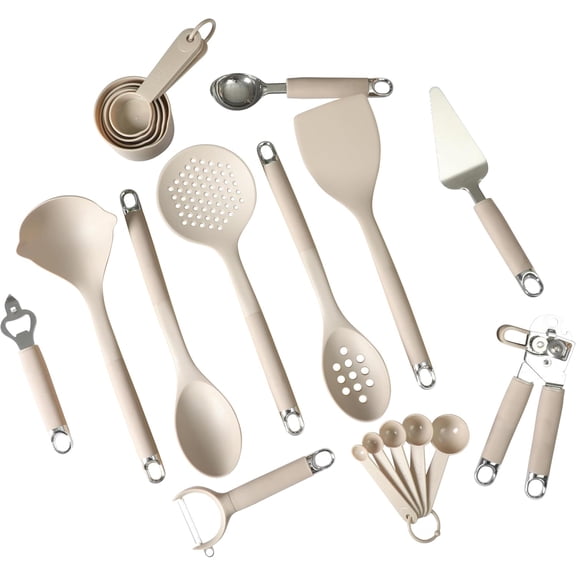 20-Piece Kitchen Gadget & Tool Set Nylon Cooking Utensils Spatulas, Ladle, Skimmer, Serving Spoons, Measuring Cups & Spoons, Can Opener, Peeler, Ice Cream Scoop & More