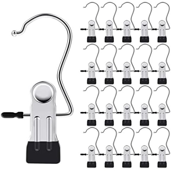 20 Piece Laundry Hook Boot Clips Hanger Clips Hold Hanging Clothes Pins Hooks Portable Stainless Steel Home Travel Hangers Clips Closet Hangers-Black$$Home Decor, Kitchen, & Other