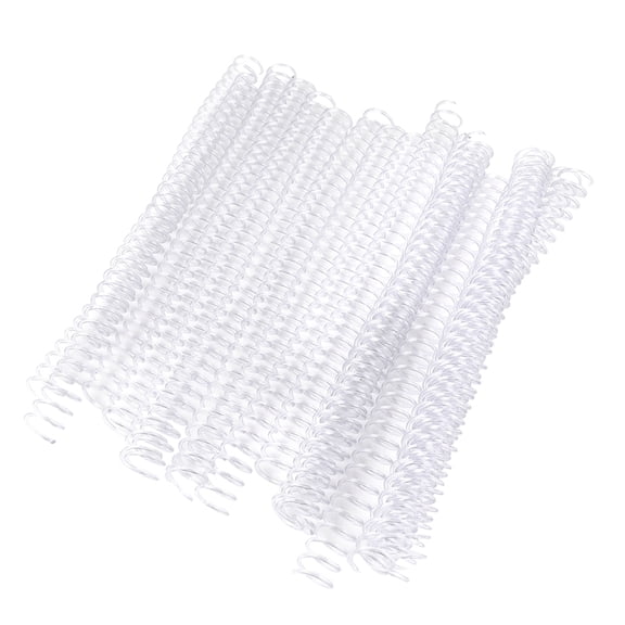 20-Piece Loose Leaf Plastic Binding Ring Spiral Coils for A4 B5 A5 Paper Documents, 19mm Transparent / 0.75 inches Heavy Duty Spine Combs