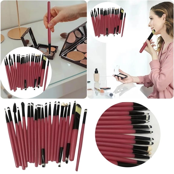 20 Piece Makeup Brush Set Complete Cosmetic Face Foundation Blending Eye Shadow Tool Kit 20PCS