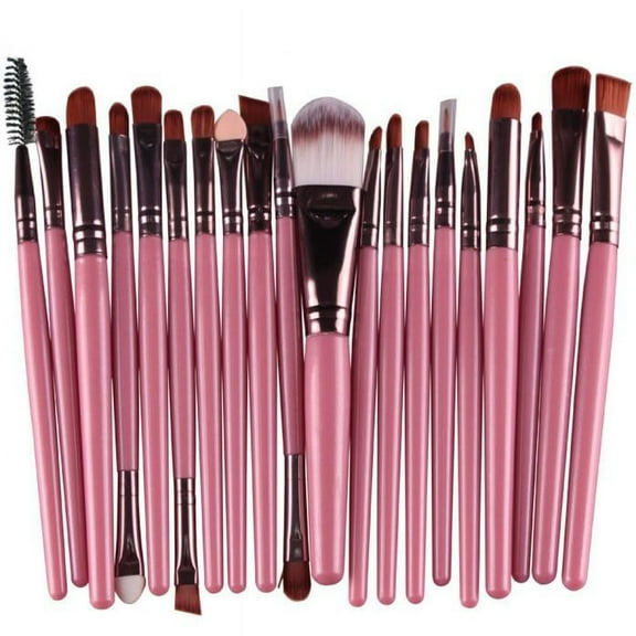 20-Piece Makeup Brush Set, Pink - 1 Set Of 20 Pink Brushes, 20 Pcs Makeup Brush Set Tools Make-Up Toiletry Kit Wool Make Up Brush Set Pk, Easter, St. Patrick'S Day, Wedding, Brush, Makeup Organizers